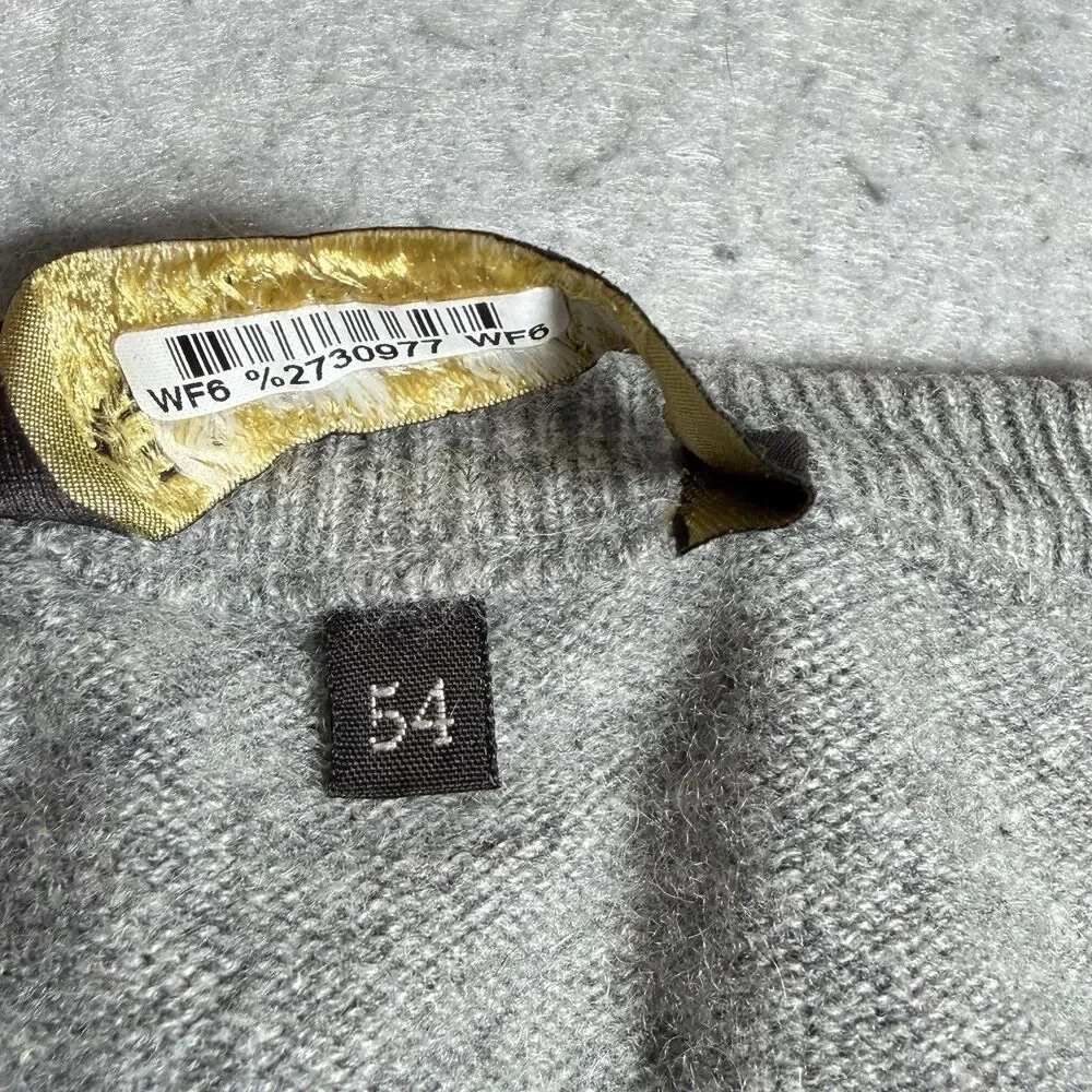 Loro Piana Sweater 54 Gray 100% Baby Cashmere V Neck Sweater Luxury Preppy